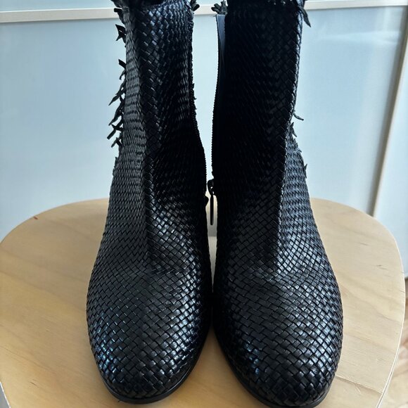 PONS QUINTANA Black Woven Leather Booties - Size 37 - Picture 8 of 8